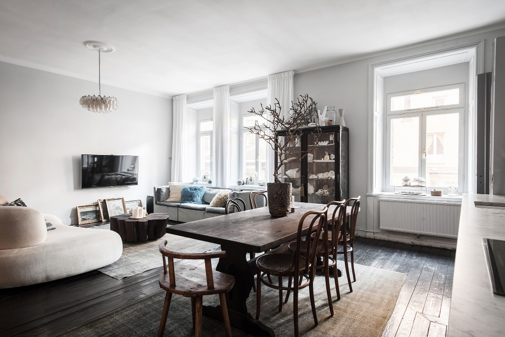 salon et salle à manger avec parquet noir salon et salle à manger avec parquet noir