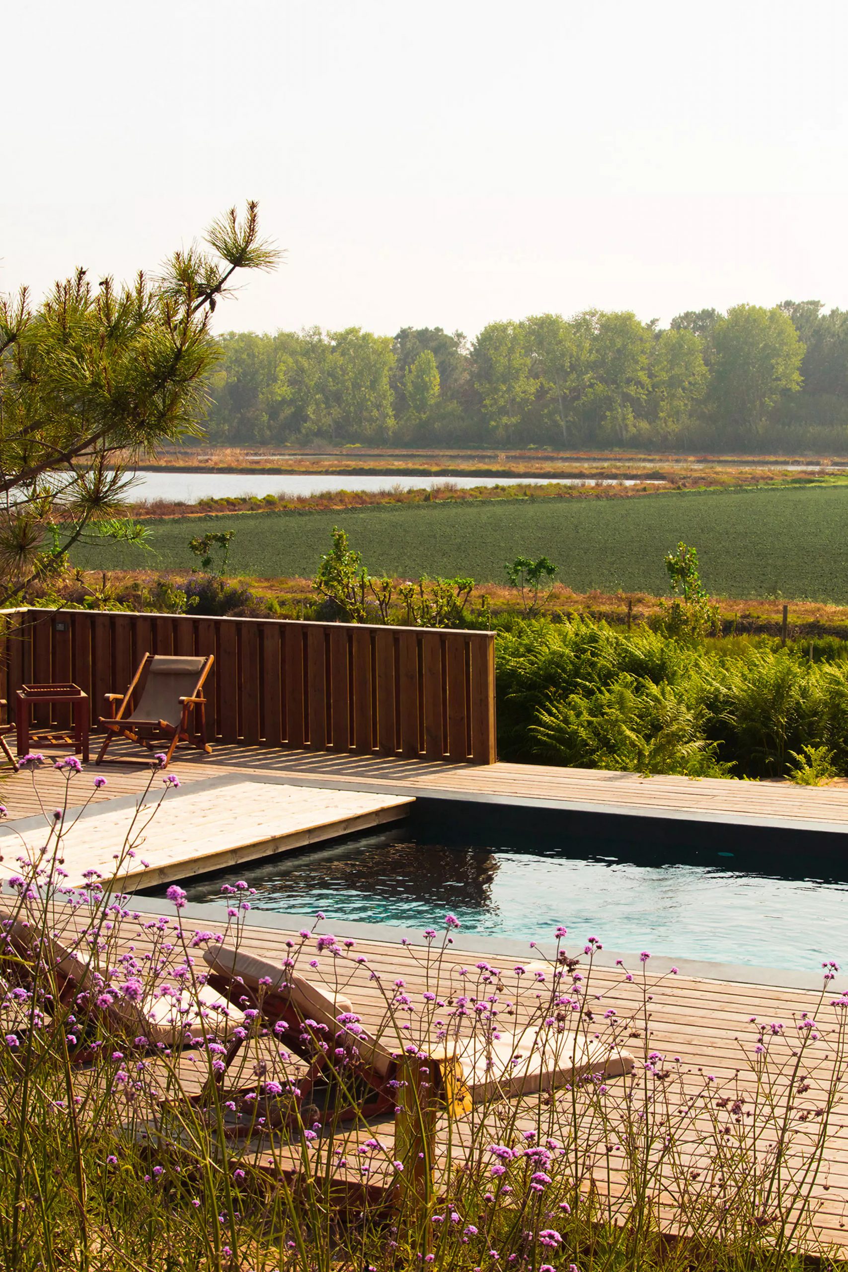 piscine avec plage bois