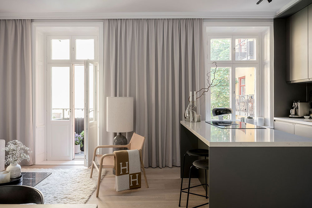 salon avec cuisine ouverte design