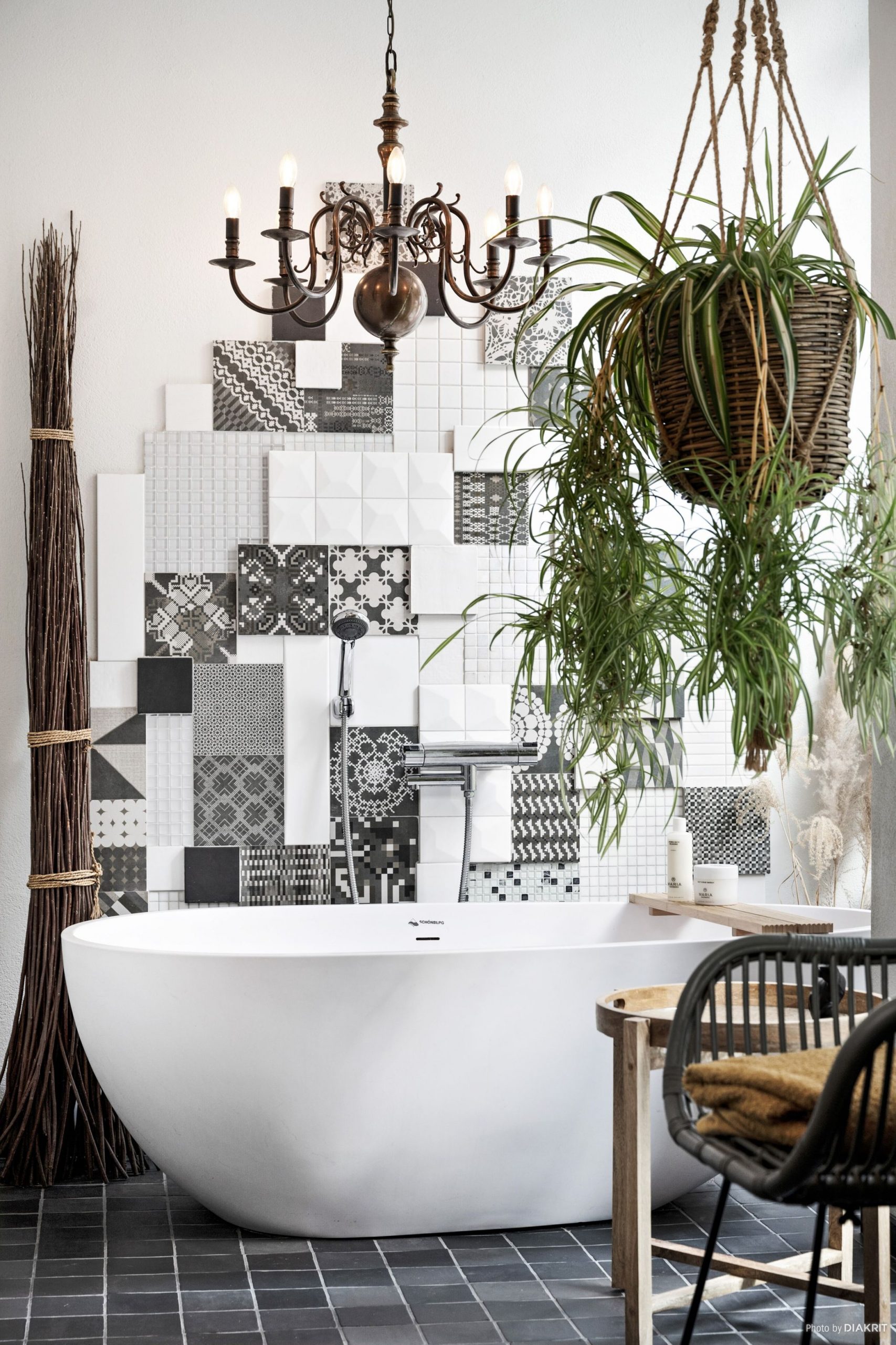 salle de bain carreaux de ciment baignoire design