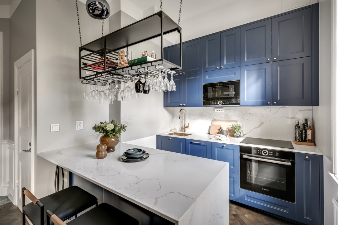 cuisine ouverte bleue