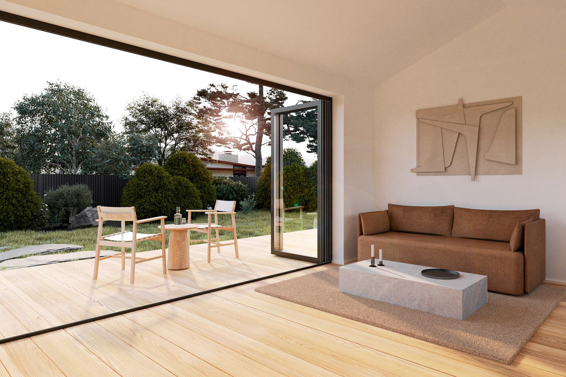 salon baie vitrée maison préfabriquée 50m2 Dwell salon baie vitrée maison préfabriquée 50m2 Dwell