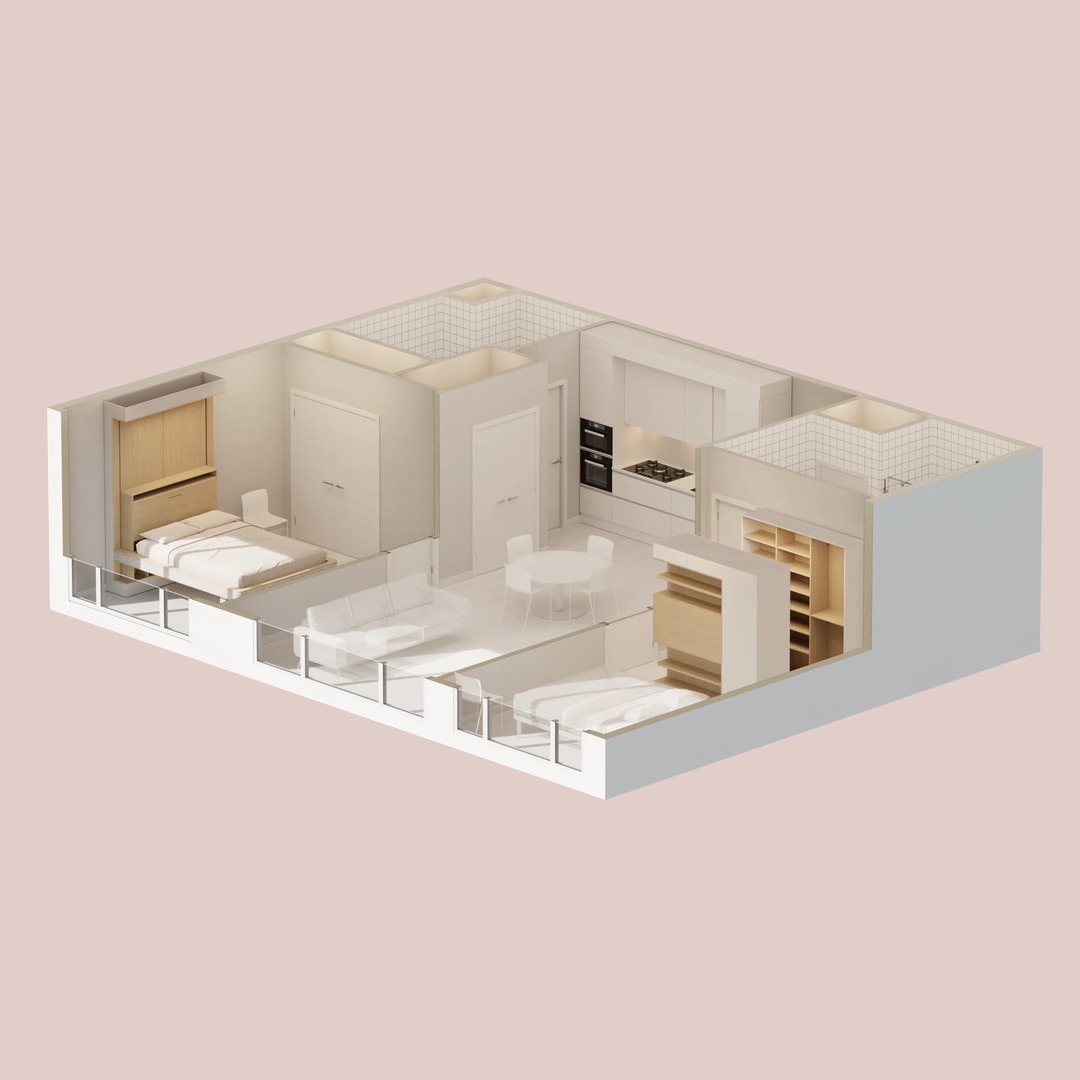 plan 3D appartement modulable par ORI plan 3D appartement modulable par ORI