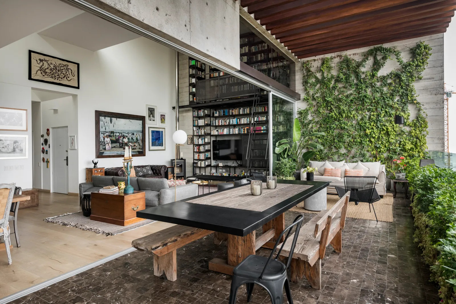 salon et terrasse maison contemporaine