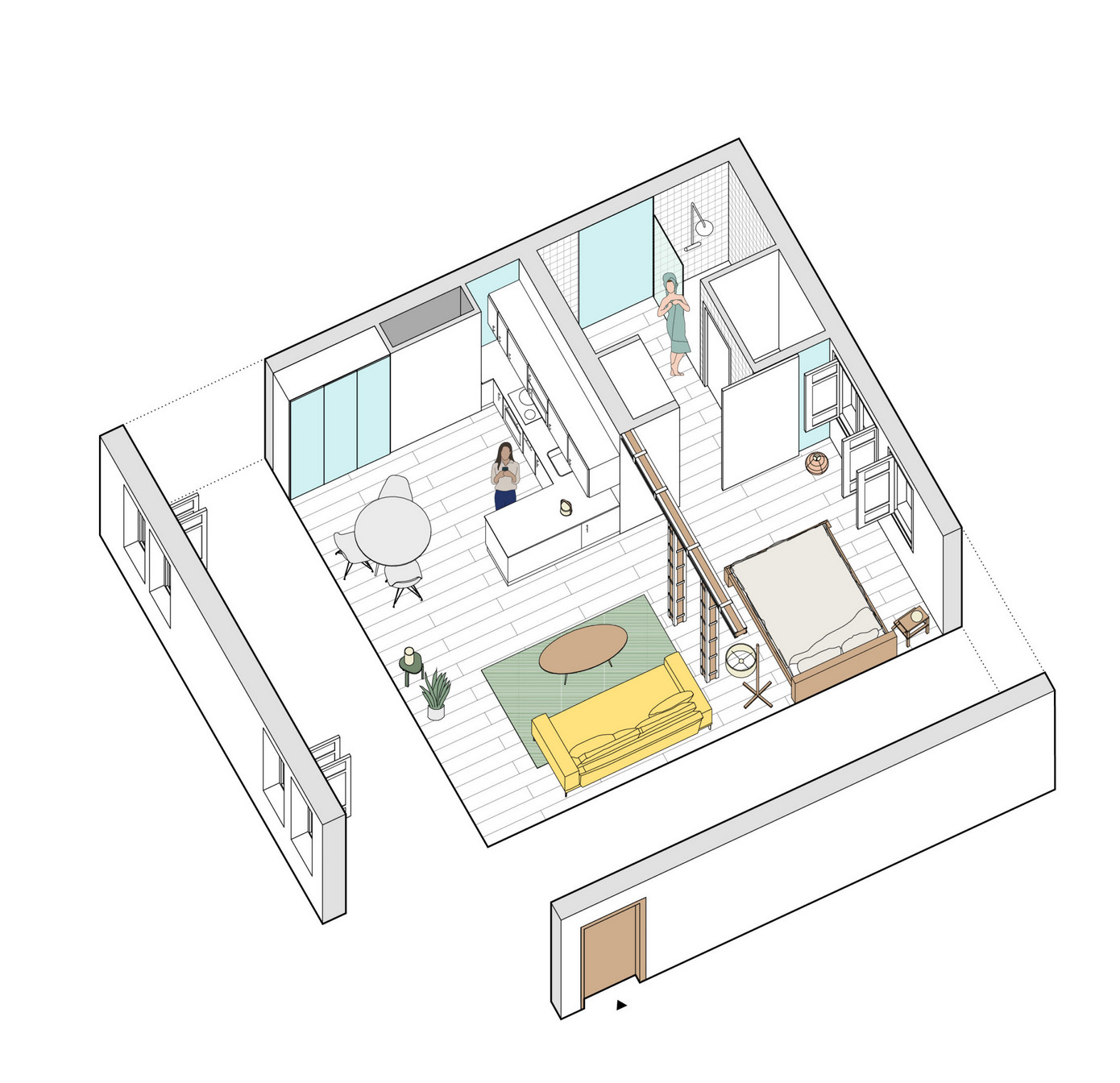 plan 3D mini loft 45m2 décoration design plan 3D mini loft 45m2 décoration design