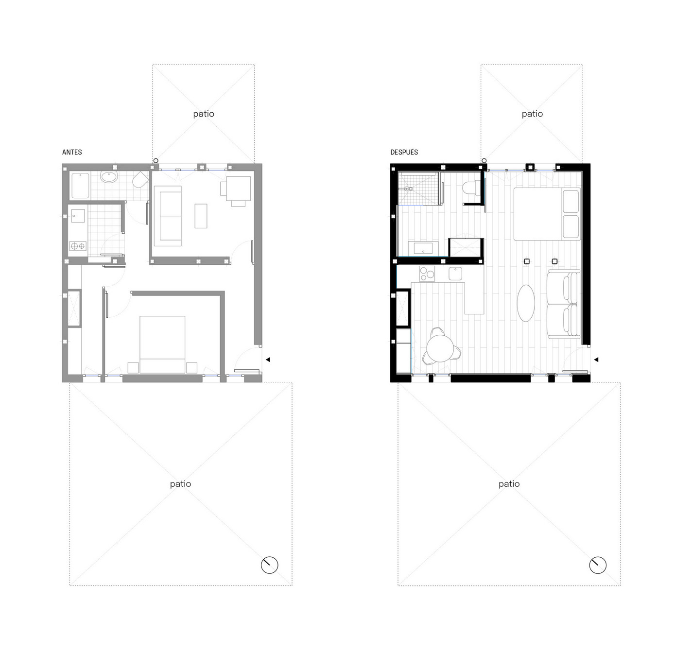 plan avant/après mini loft 45m2 plan avant/après mini loft 45m2