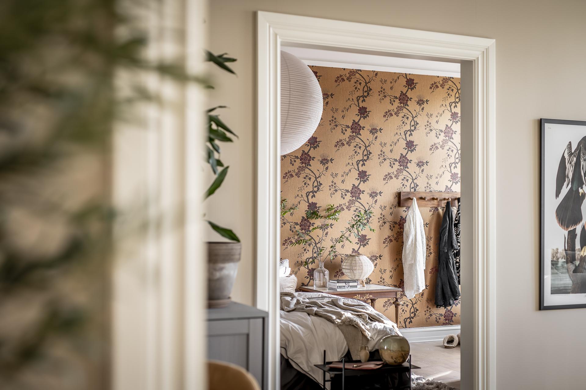 chambre avec papier-peint végétal chambre avec papier-peint végétal