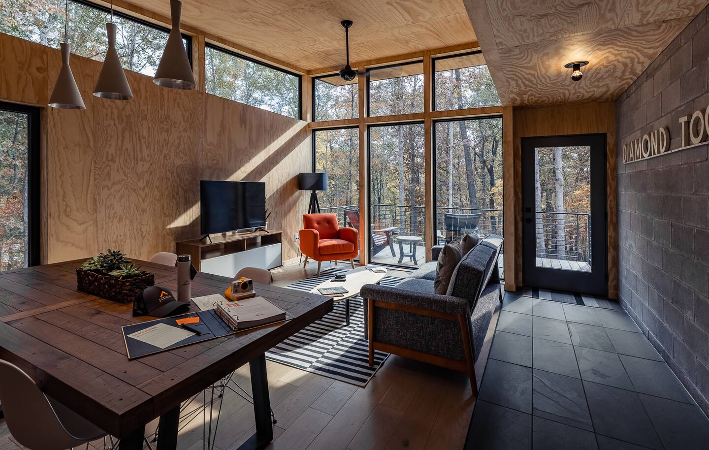 salon maison architecte 75m2 bois et béton