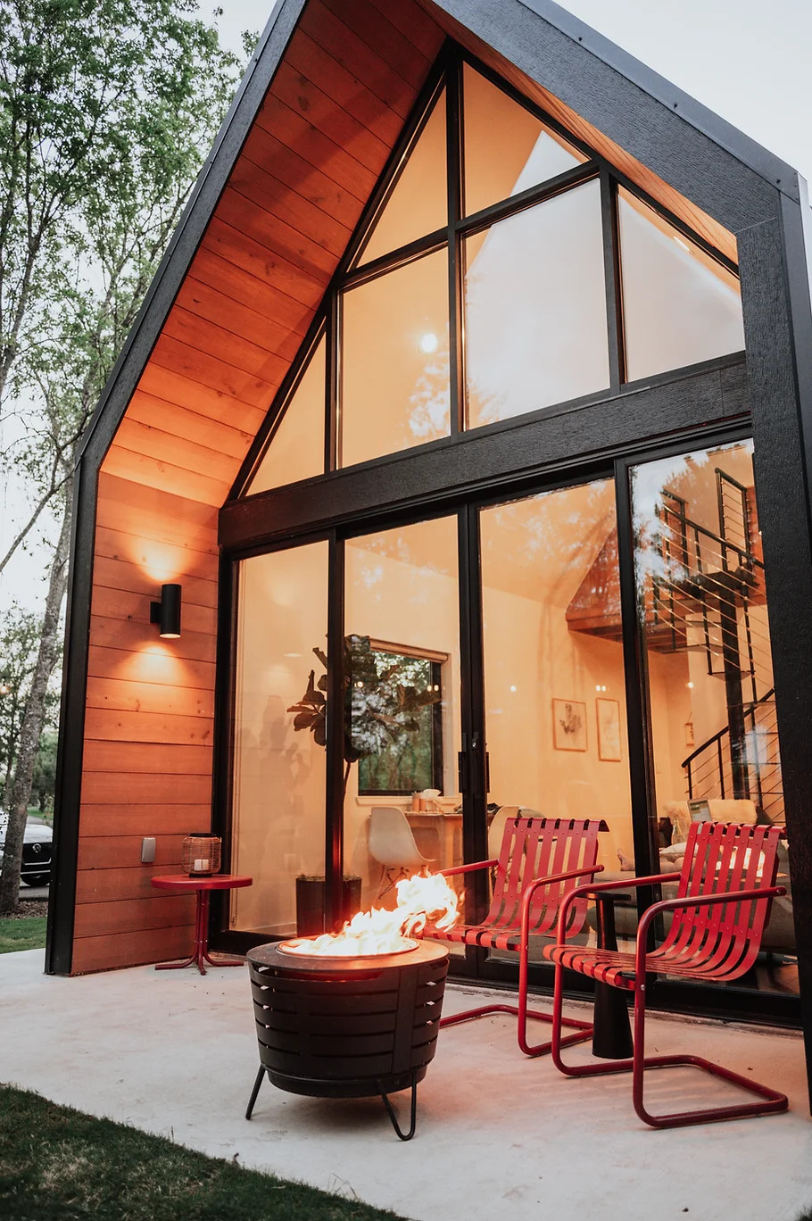 terrasse avec brasero petite maison vitrée pour deux