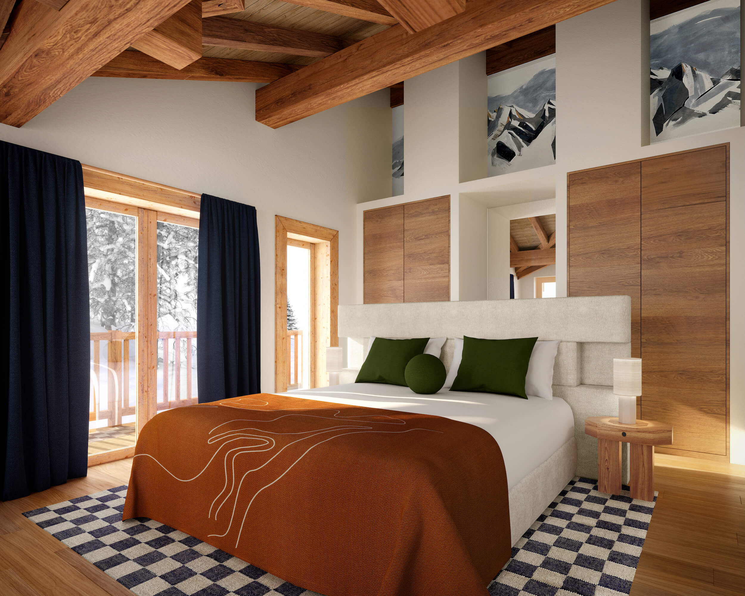 chambre avec poutres chalet design 1550 Courchevel par Iconic House chambre avec poutres chalet design 1550 Courchevel par Iconic House