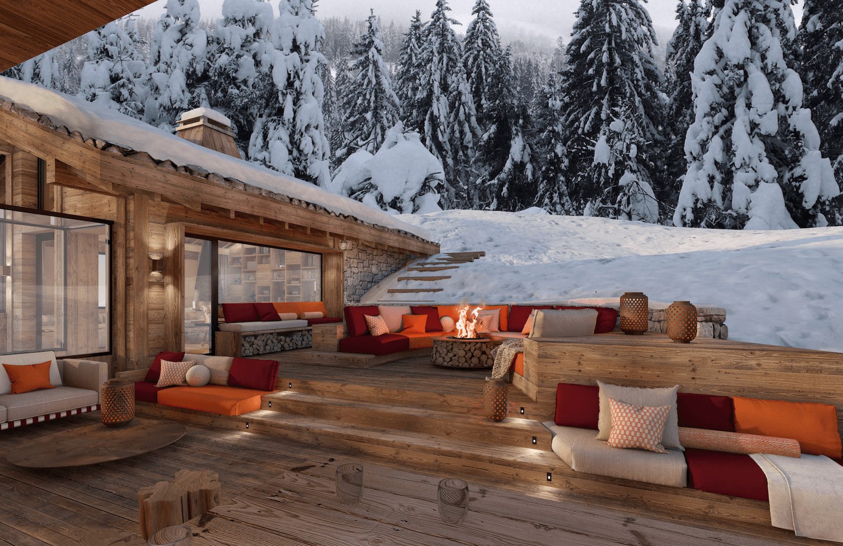 terrasse chalet design 1550 Courchevel par Iconic House terrasse chalet design 1550 Courchevel par Iconic House