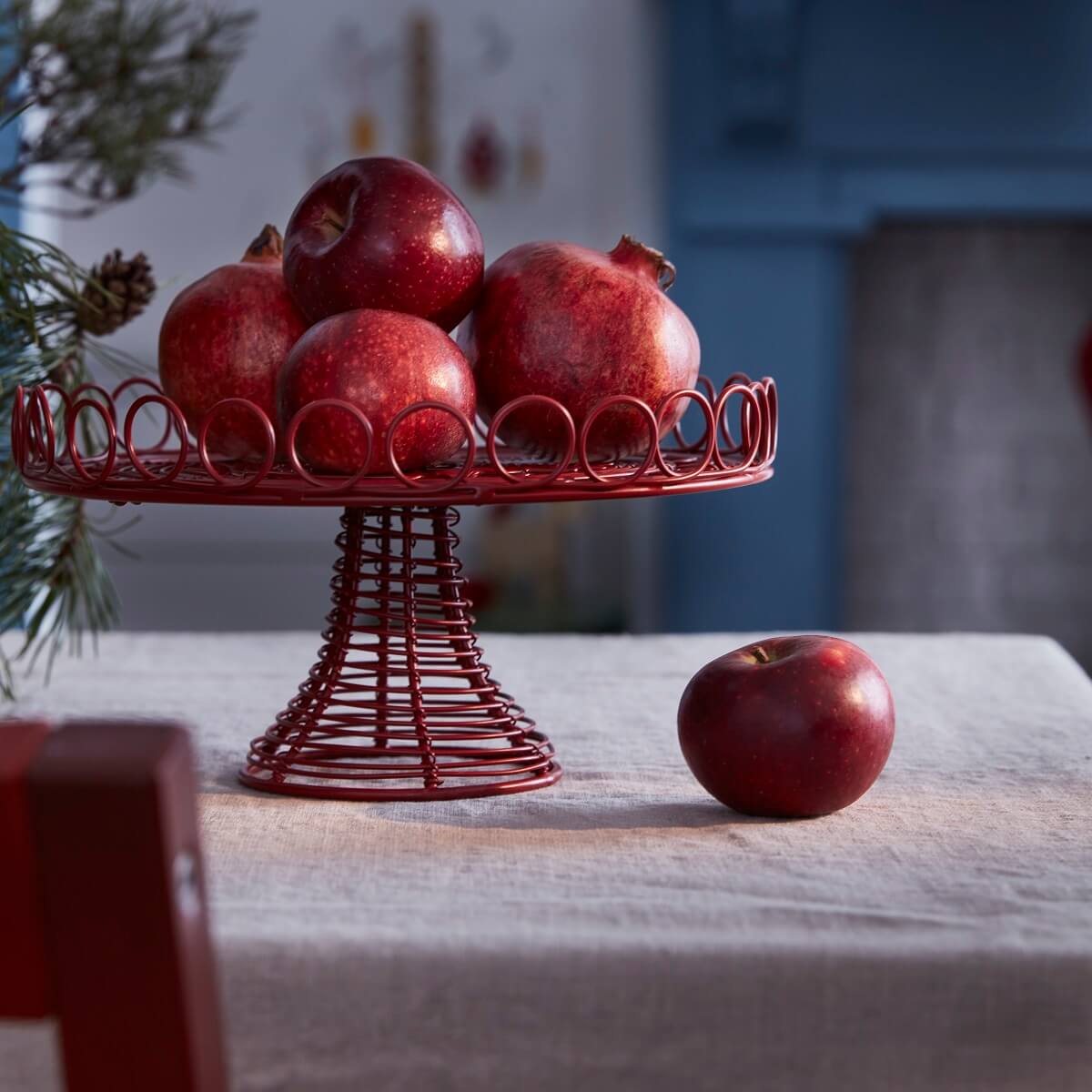 présentoir à fruit métal rouge