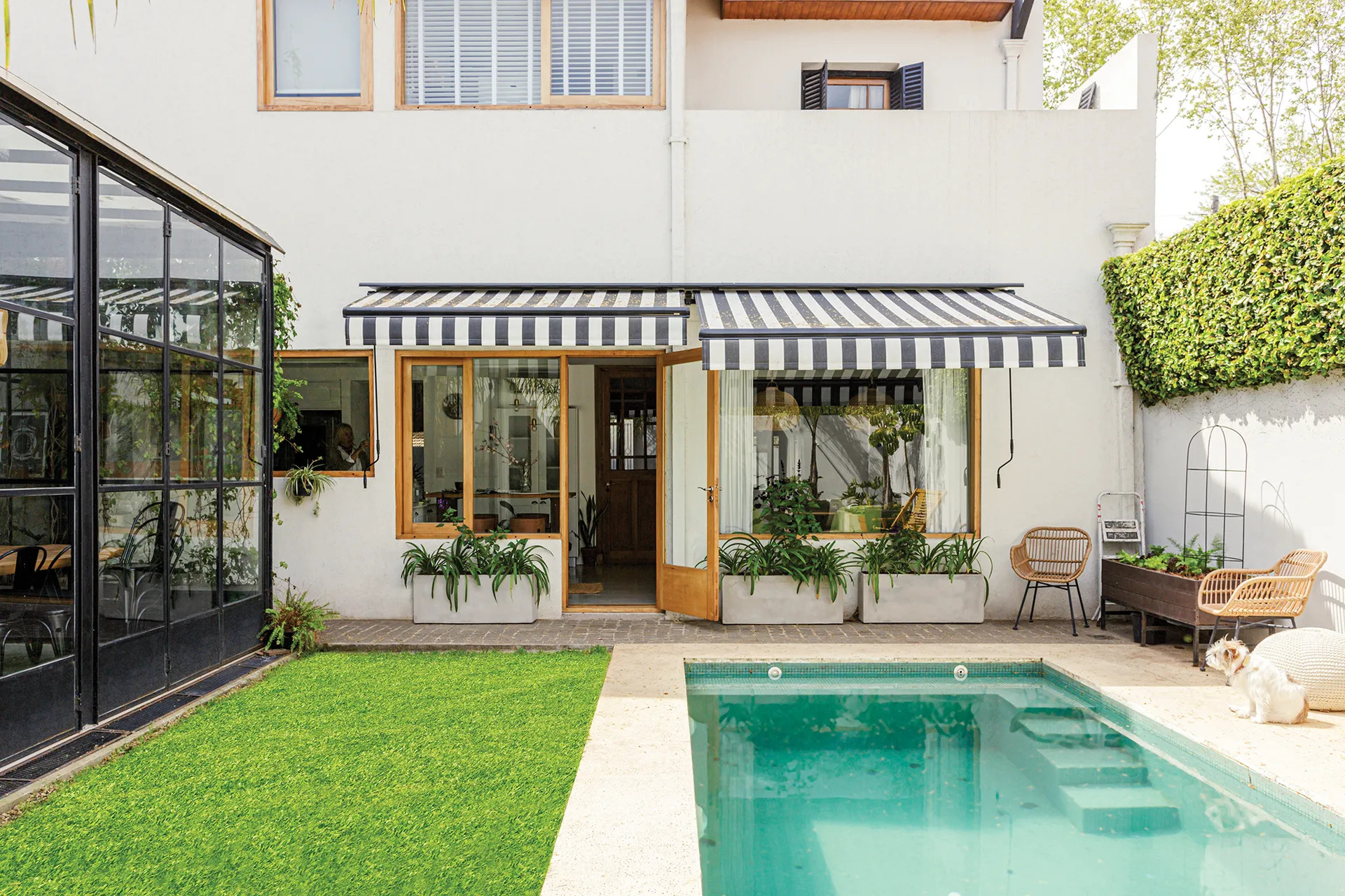 jardin avec piscine et véranda acier noir jardin avec piscine et véranda acier noir