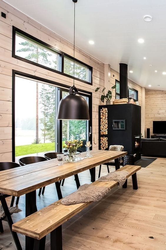 salle à manger maison en bois
