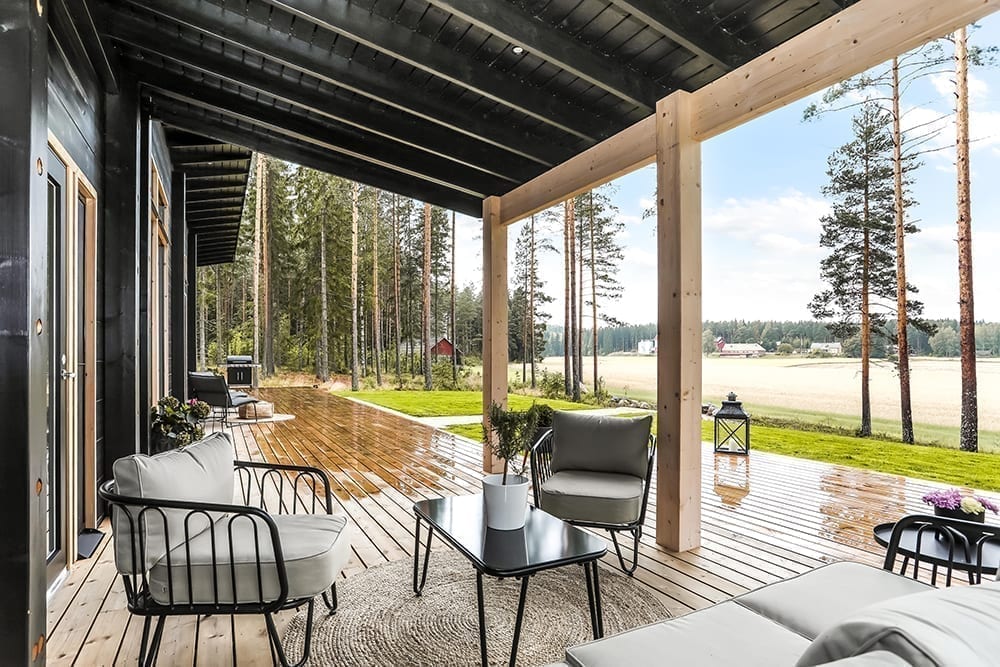terrasse bois couverte maison en bois