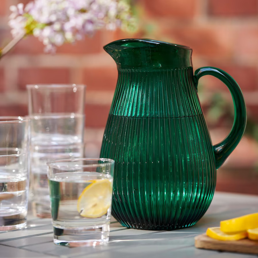 carafe verre strié vert IKEA