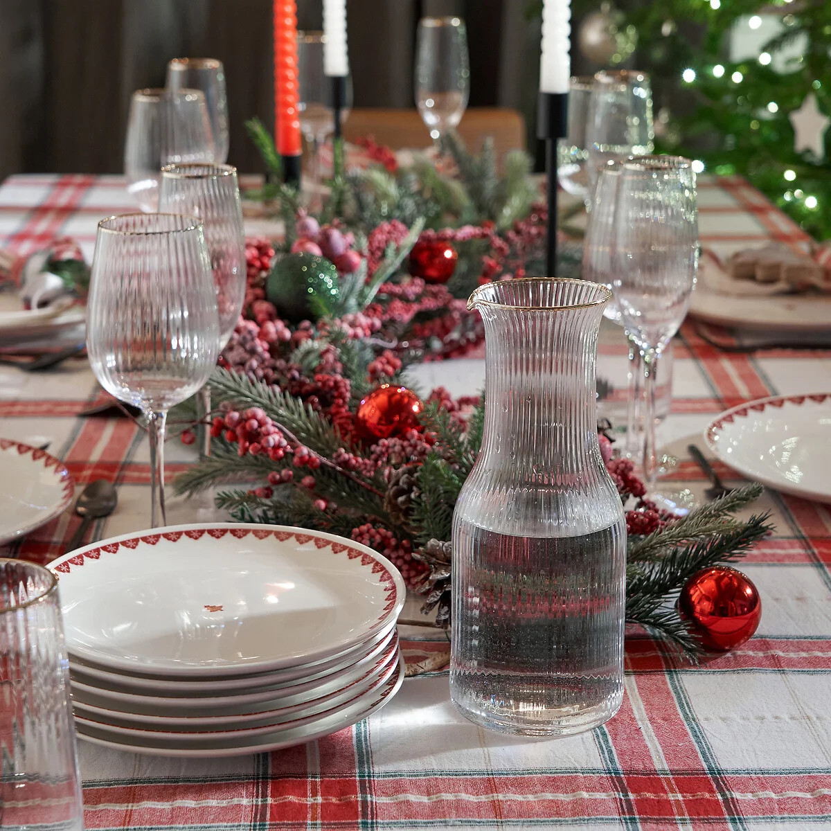 table de Noël rouge et verte