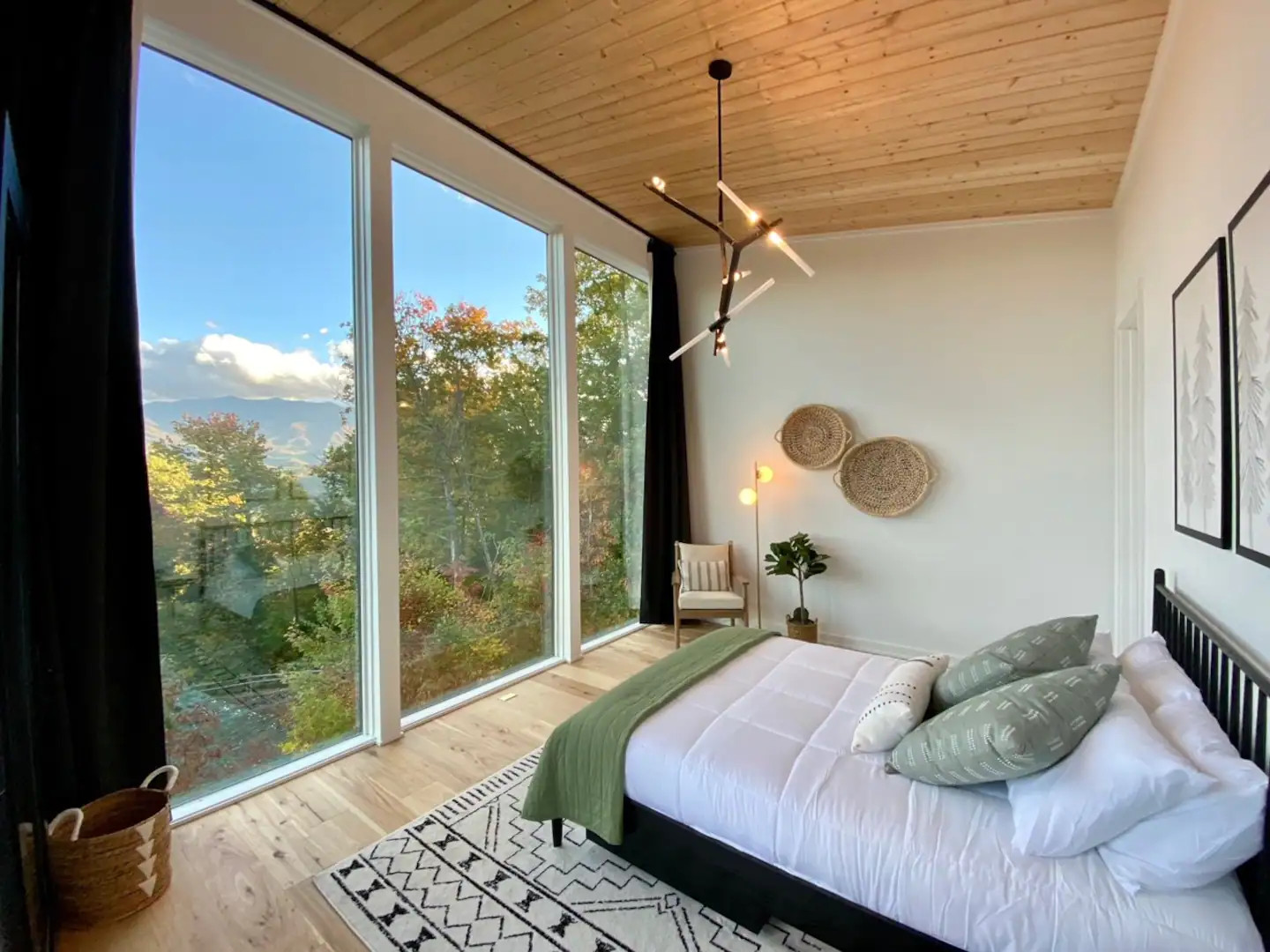 chambre avec baies vitrées maison contemporaine