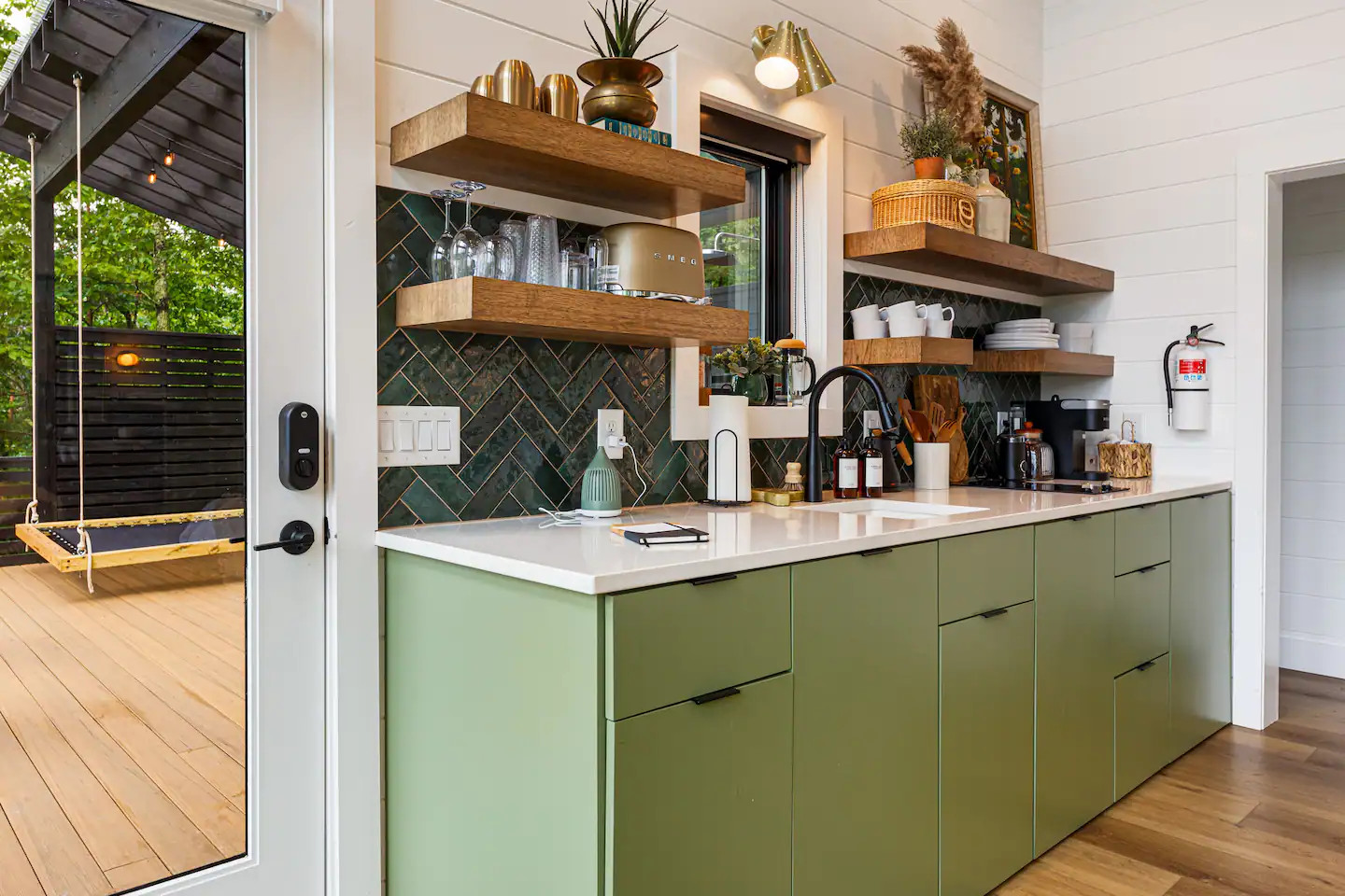 cuisine design verte petite maison loft