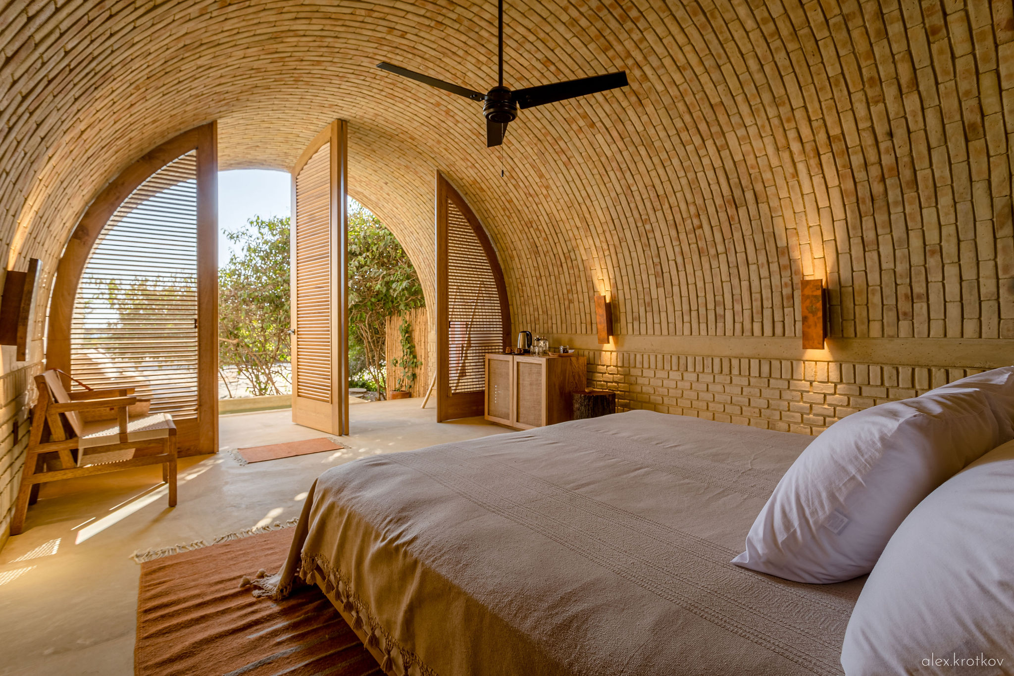 Chambre avec voûte Casona Sforza Mexique décoration naturelle