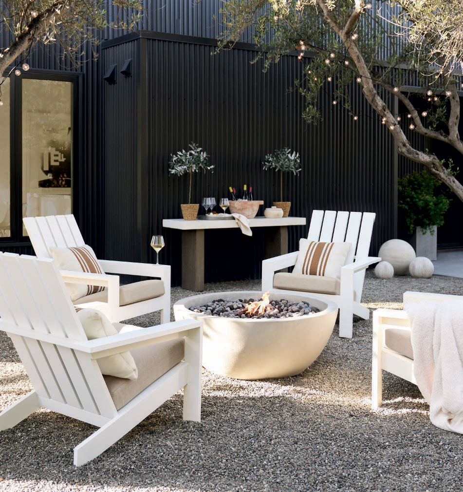 terrasse avec brasero et gravillons