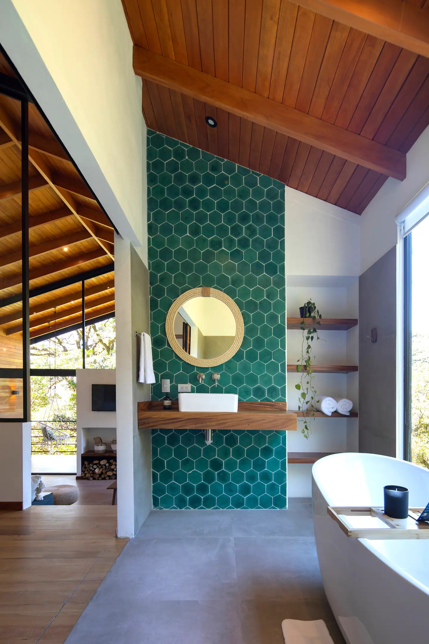 salle de bain verte maison contemporaine en bois de 90m2 salle de bain verte maison contemporaine en bois de 90m2