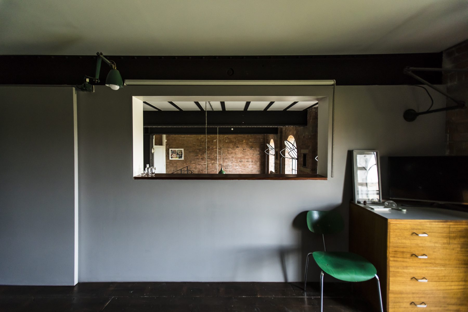 chambre verte et briques Spratts Factory chambre verte et briques Spratts Factory