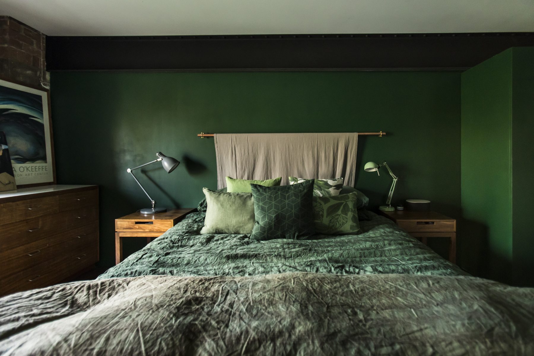 chambre verte et briques Spratts Factory chambre verte et briques Spratts Factory