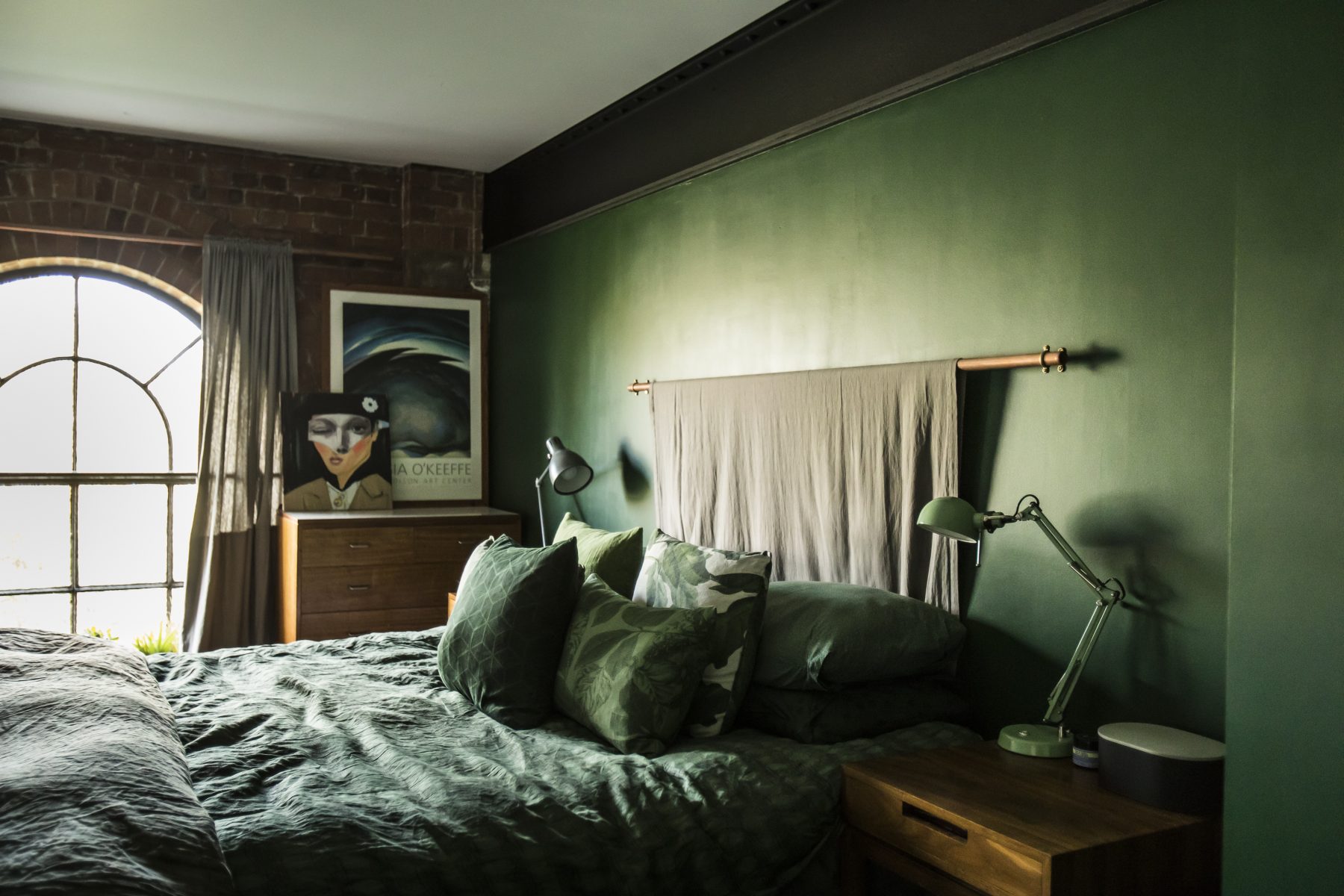 chambre verte et briques Spratts Factory chambre verte et briques Spratts Factory