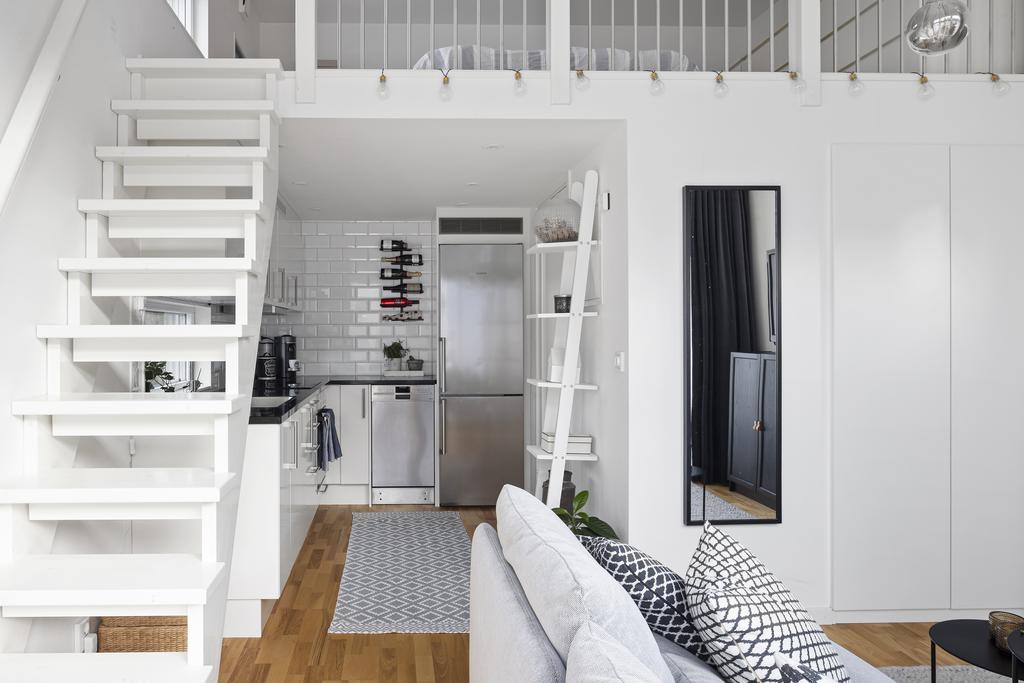 salon mini maison 22m2 avec mezzanine