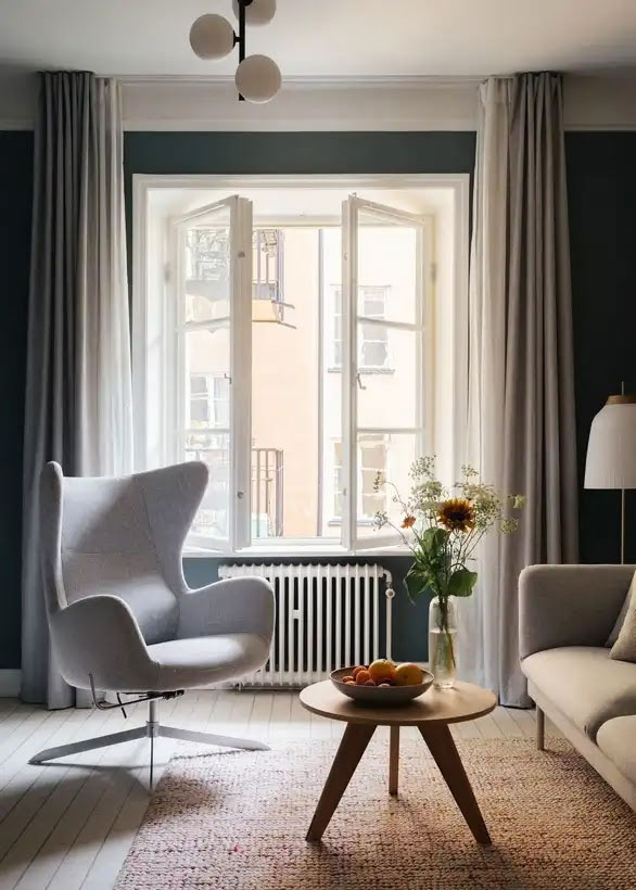 salon décoration scandinave bleue