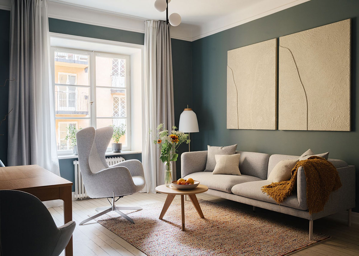 salon décoration scandinave bleue