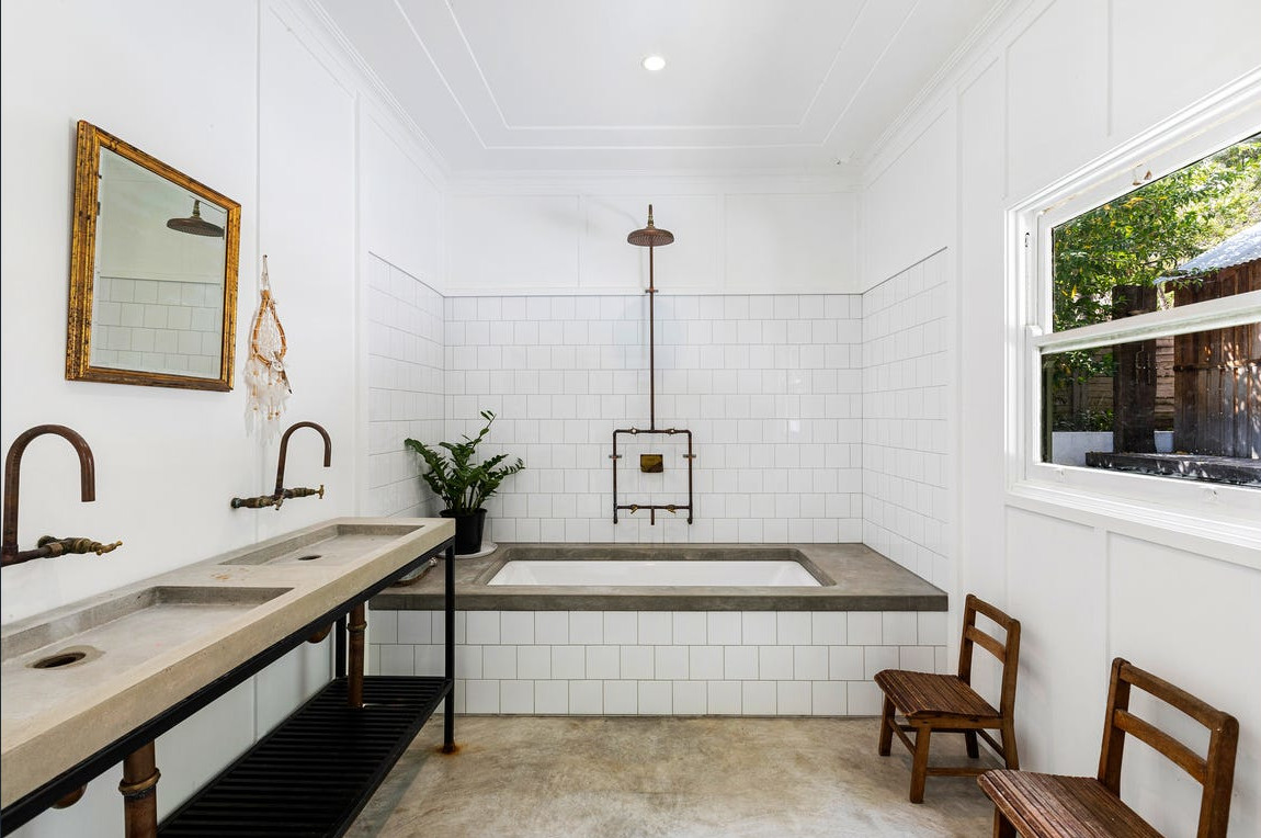 salle de bain béton et carrelage blanc salle de bain béton et carrelage blanc