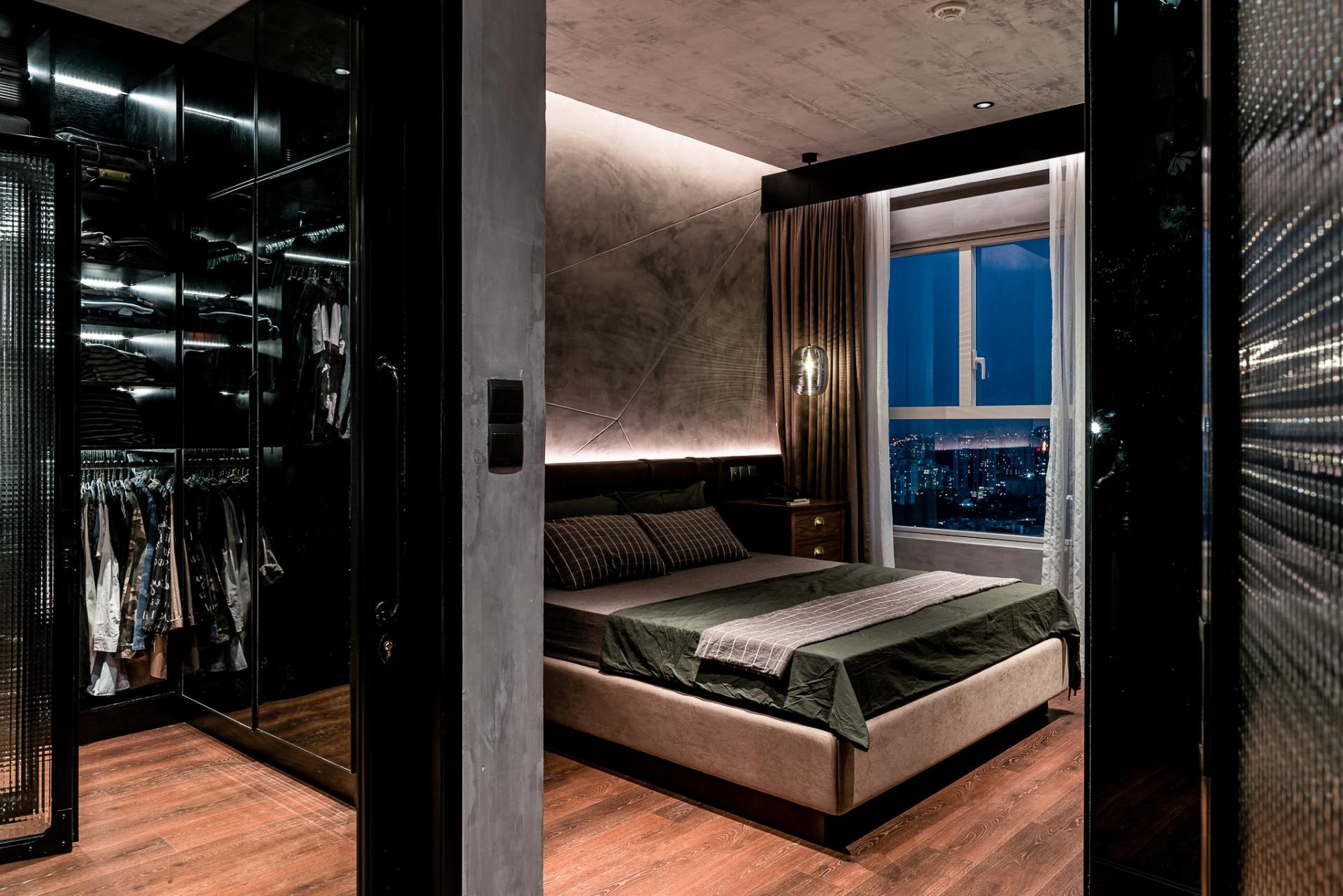 chambre avec salle de bain décoration industrielle