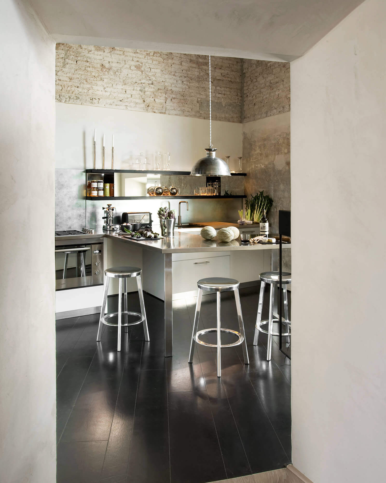 cuisine inox murs briques cuisine inox murs briques