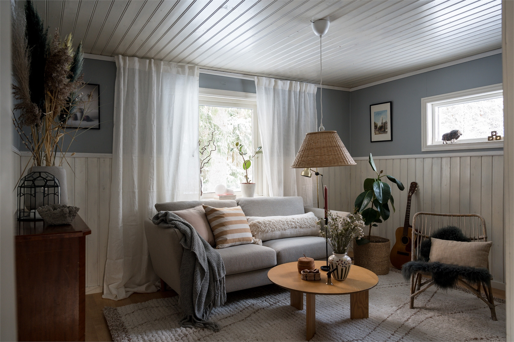 salon décoration rustique et scandinave