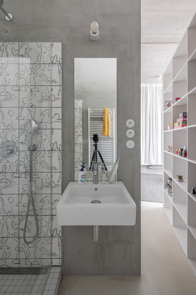 salle de bain petit loft 52m2 carrelage lapin