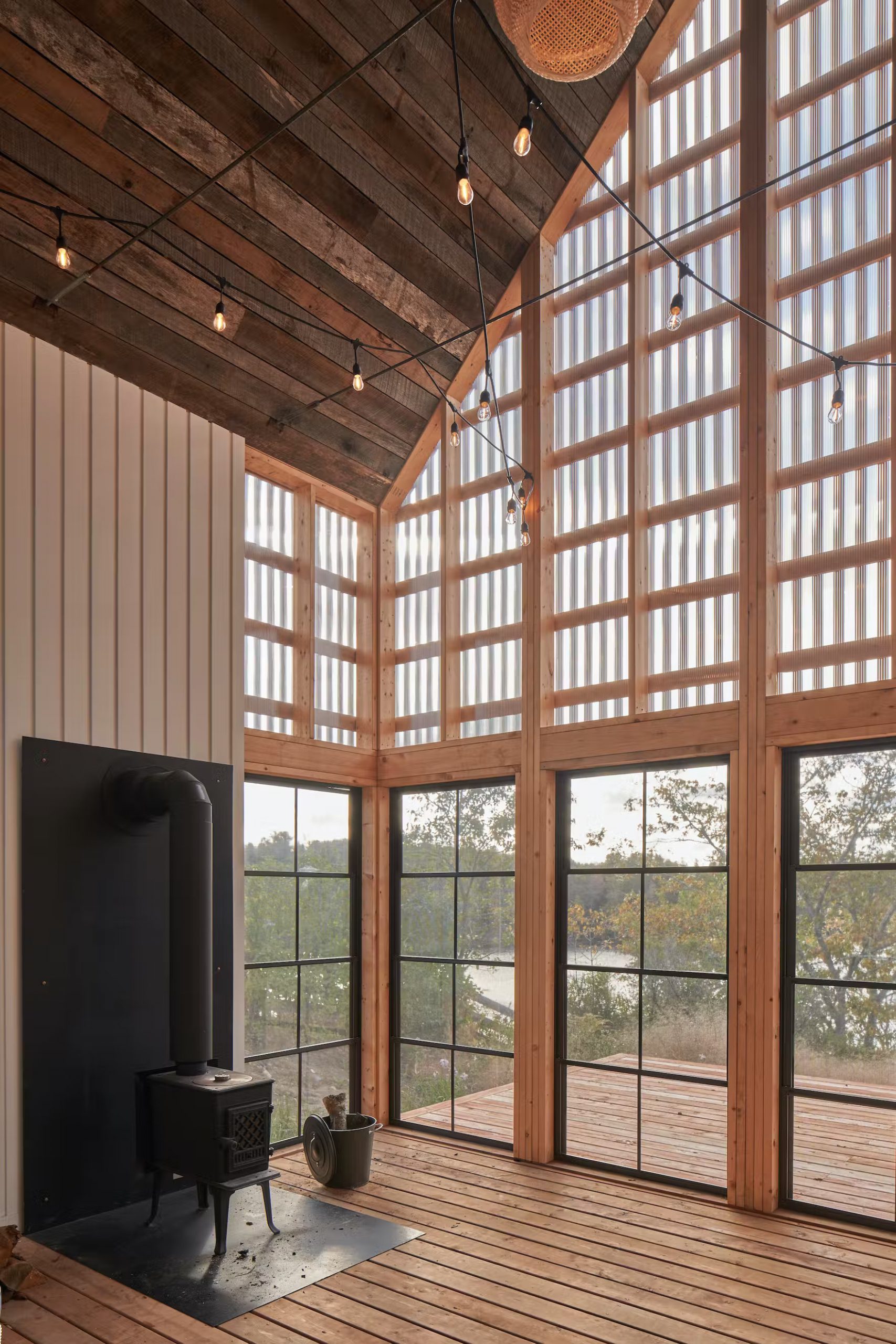 salon maison en bois de cèdre