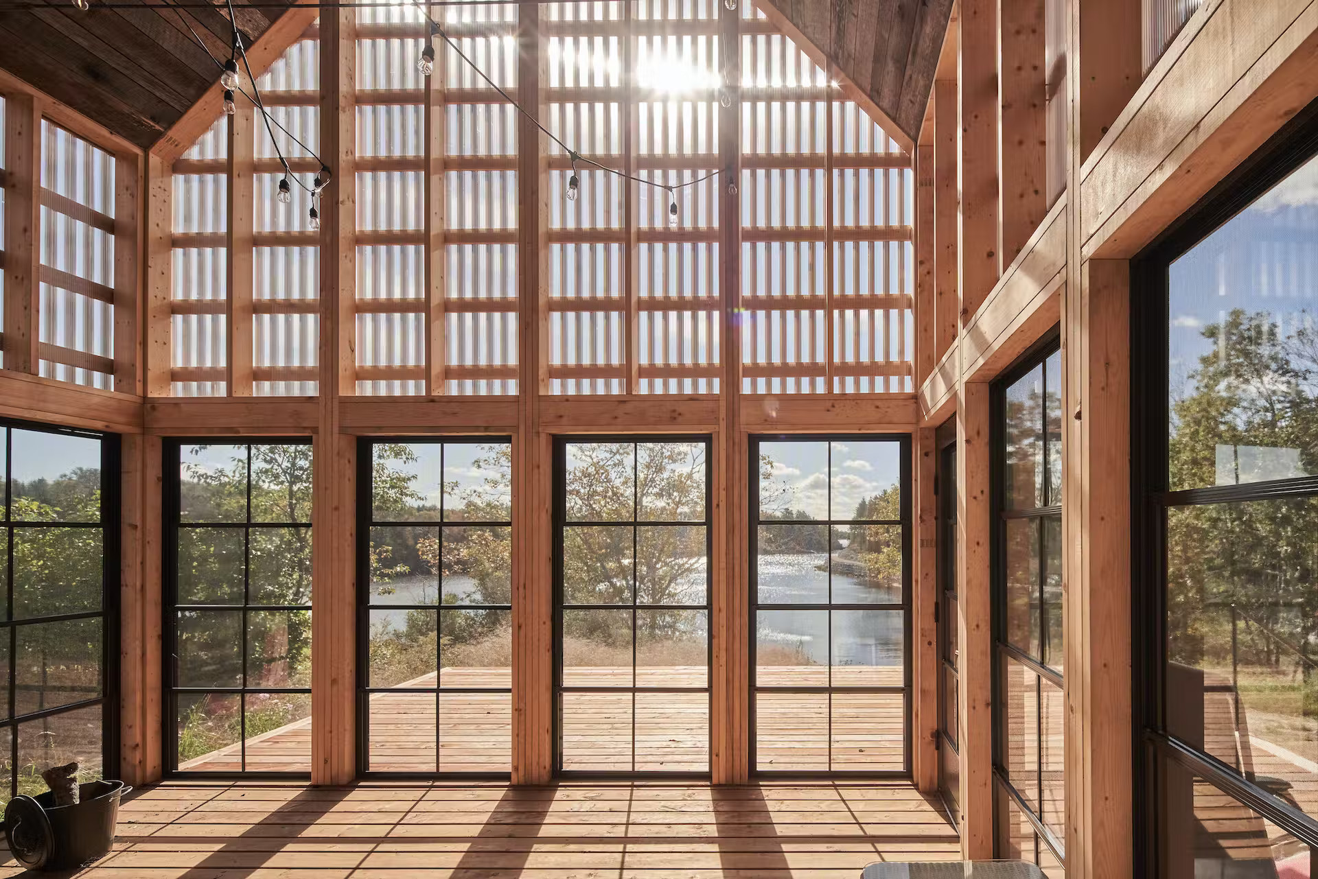 salon maison en bois de cèdre