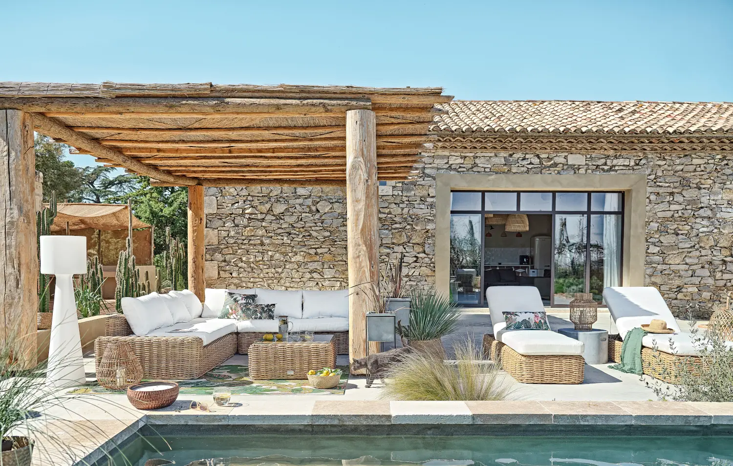 terrasse avec pergola bois maison en pierres terrasse avec pergola bois maison en pierres