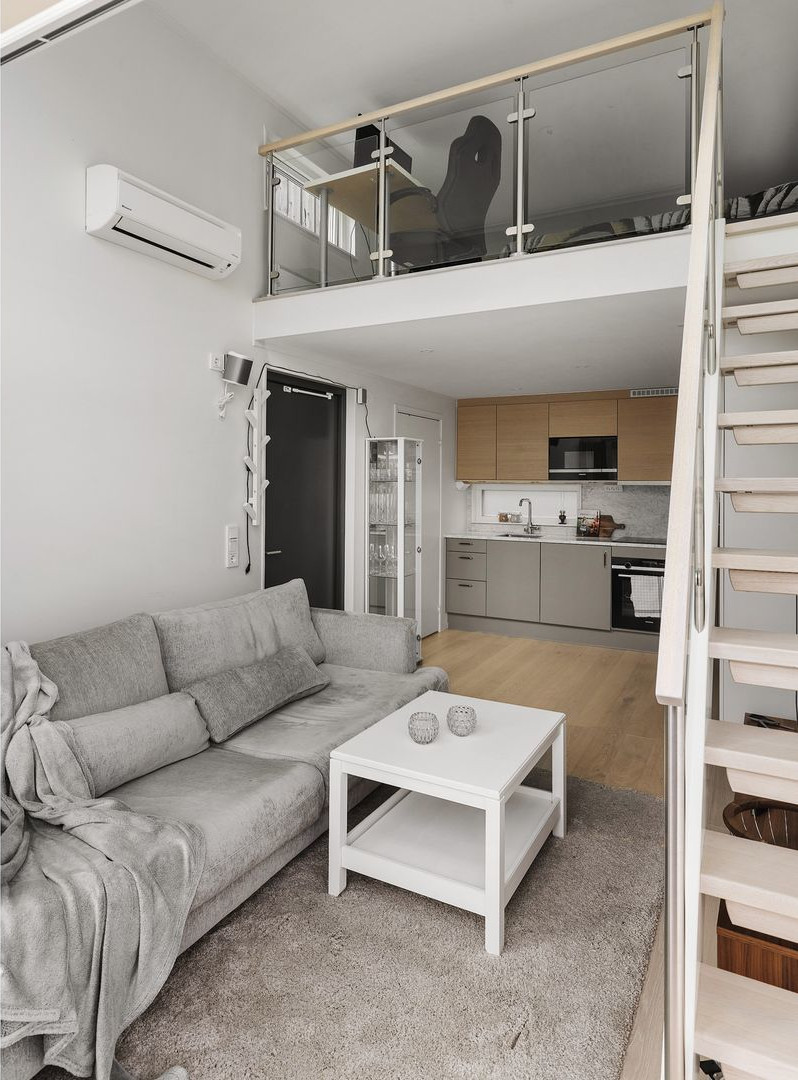 salon avec mezzanine mini maison 33m2
