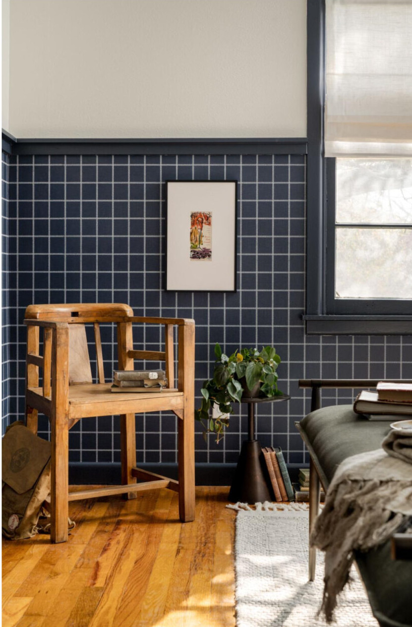 chambre tête de lit papier-peint rénovée par Joanna Gaines