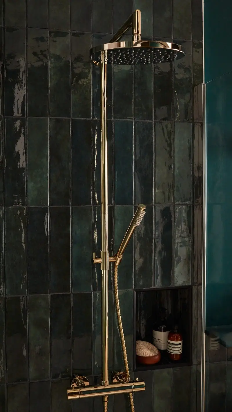 douche carrelage vert
