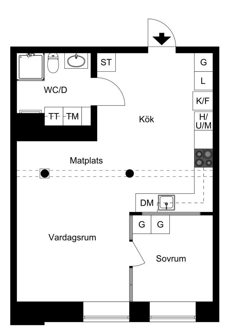 plan mini loft 50m2