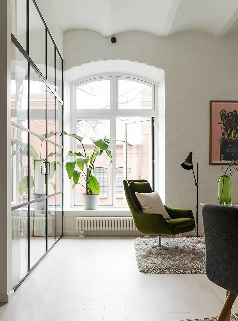 salon avec verrière mini loft 50m2