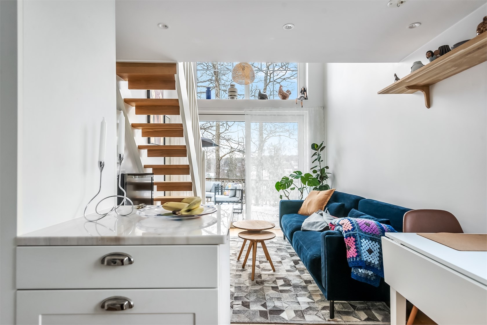 salon avec baie vitrée mini maison 33m2