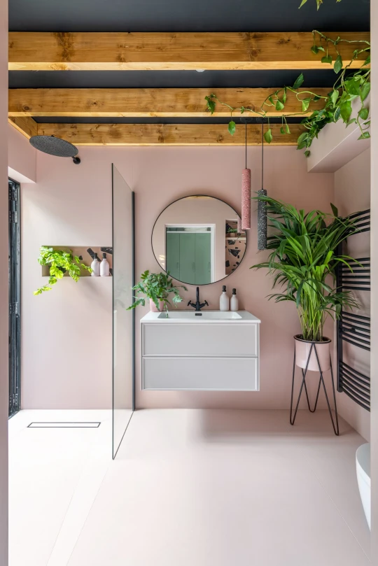 salle de bain avec plante verte décoration colorée salle de bain avec plante verte décoration colorée