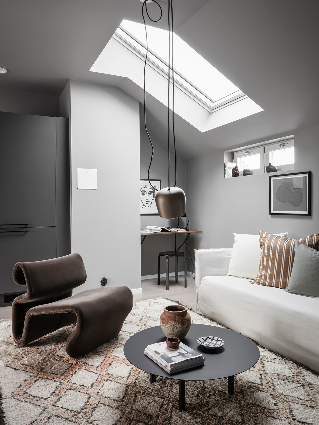 salon gris appartement 35m2 décoration design