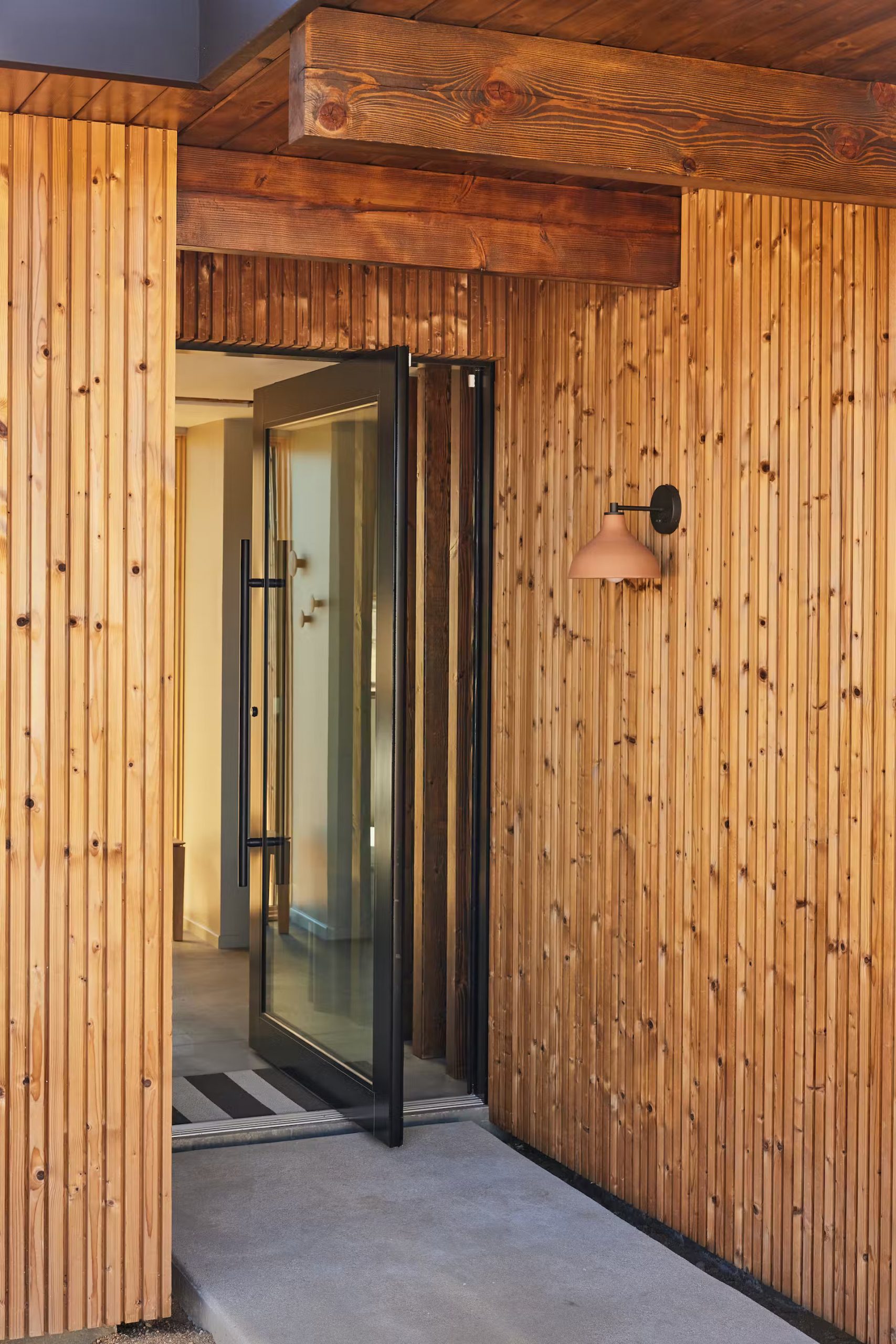 entrée porte en verre pivotante