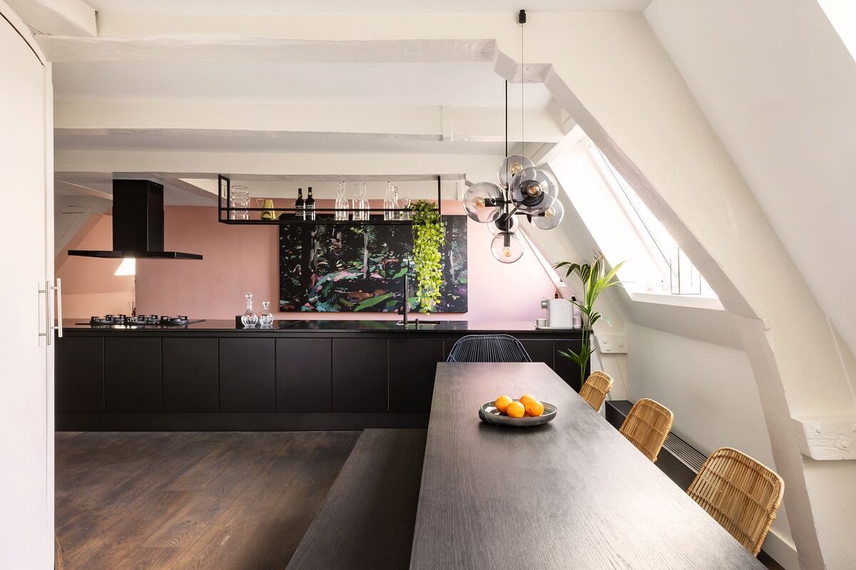 cuisine design noire avec salle à manger décoration contemporaine cuisine design noire avec salle à manger décoration contemporaine